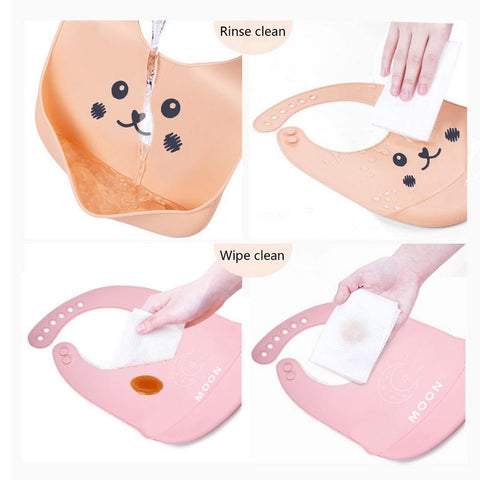 Soft and waterproof baby silicone scarf cute cartoon print baby-TB00717-Veeddydropshipping