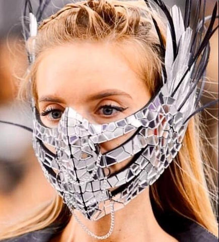 Mirror Feather Women Dance mask-WF01600-Veeddydropshipping