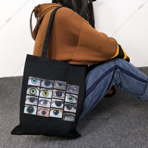 shoulder bag punk shopper bag Gothic eye print canvas bag Vintage-BS00072-Veeddydropshipping
