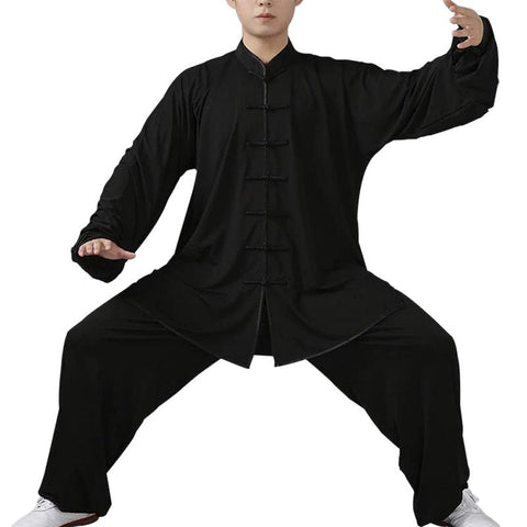 Clothing Black Long Sleeve Wushu TaiChi Men KungFu Uniform Suit Uniforms-MF01575-Veeddydropshipping