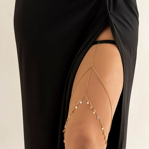 Tassel Pearl Simple Elastic Thigh Chain Beach  Body Jewelry -JW00177-Veeddydropshipping