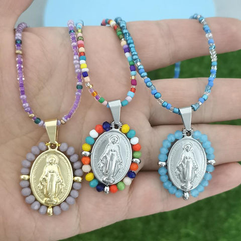 Mary Stainless Steel Pendant Charm Necklace Women  -JW00187-Veeddydropshipping