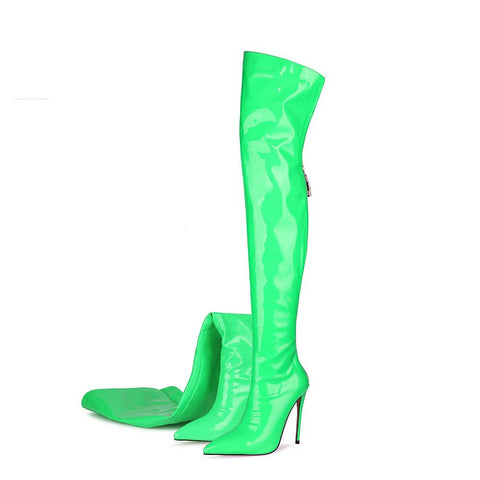 Knee Boots Back Zipper Long Boots Ladies Pointed Toe-BS00986-Veeddydropshipping