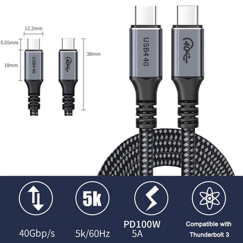 USB 4 cable Thunderbolt 3 cable 100W 3.1 Fast PD Cable E-mark 40Gbps -CE01123-Veeddydropshipping