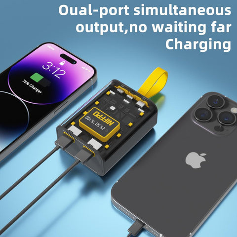 10000mAh Transparent Tech Style Super Fast Charge Power Bank 2 USB Built-in 3 Cables-PA00083-Veeddydropshipping
