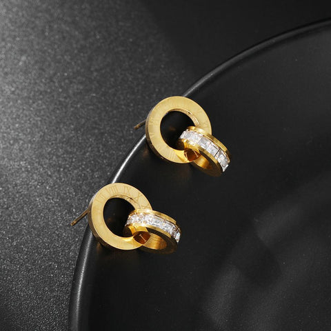 Luxury Elegant Stainless Steel Roman Numerals Jewelry Set  -JW00311-Veeddydropshipping