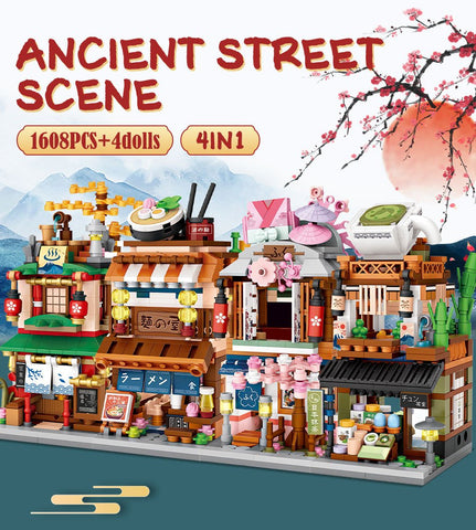 1608pcs Mini City Street View House Japanese Store 4 in 1 Model Building-TB01485-Veeddydropshipping
