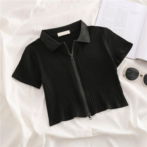 Summer Striped T-Shirt Kids Girls Knitted Crop Slim Tops-Veeddydropshipping