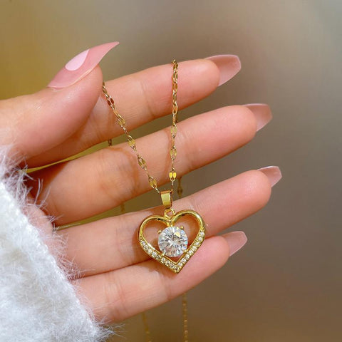 Pendant Necklaces women Gold Titanium steel Neck Chain Jewelry-JW01352-Veeddydropshipping