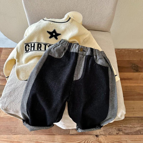 Spring New Kids Jeans Boys Fashion Contrast Color Trousers Girls-TB01284-Veeddydropshipping