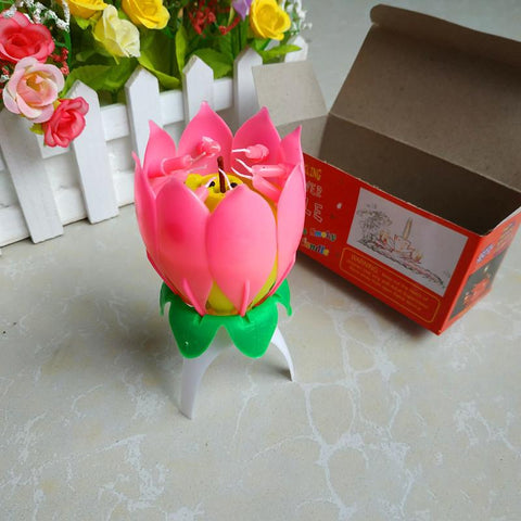 Music Lotus Birthday Candle Music Rotating Candle-HA00359-Veeddydropshipping