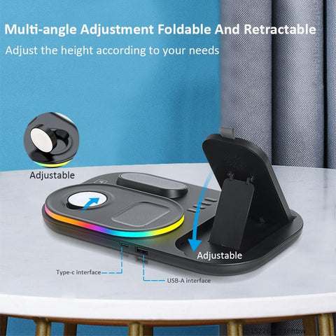 4 in 1 Wireless Chargers Dock Station With Lamp And Clock-Veeddydropshipping
