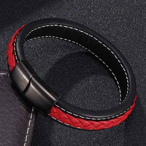Fashion Braided Leather Bracelet Bangle Male Punk Rock Hand  -JW00244-Veeddydropshipping