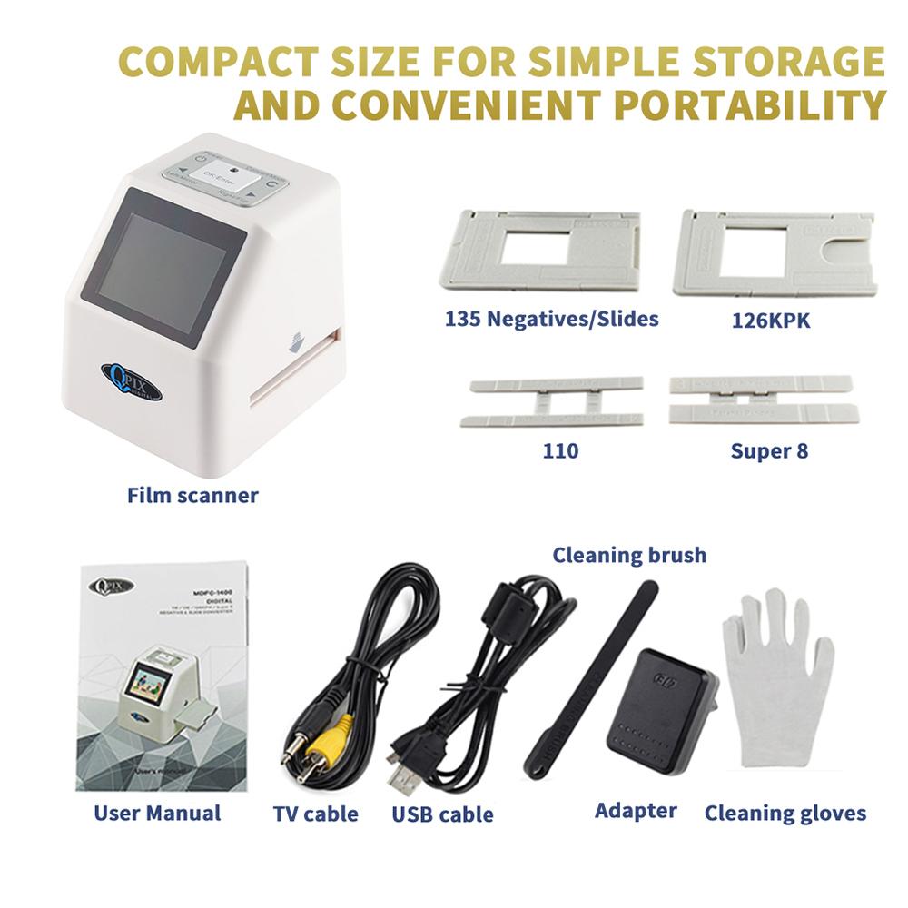 QPIX 22 MP 35mm Portable Film Scanners Negative Slide Holder Photo Scanner Film Digital Converter