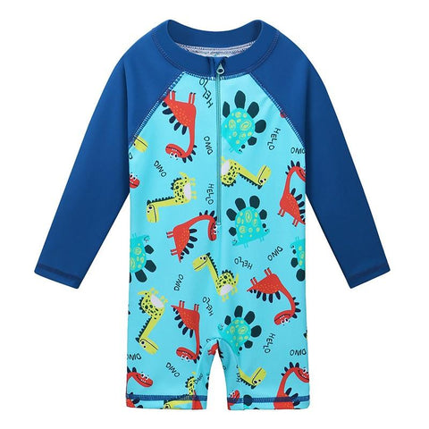Cartoon Kids Swimwear Long Sleeve Baby Boy Swimwear One Piece Toddler Swimsuit -OS00085-Veeddydropshipping