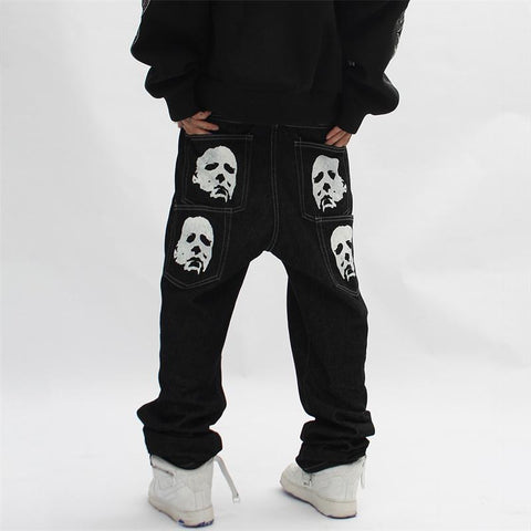 Streetwear Mens Graphic Print Baggy Punk Rock Jeans-MF00592-Veeddydropshipping