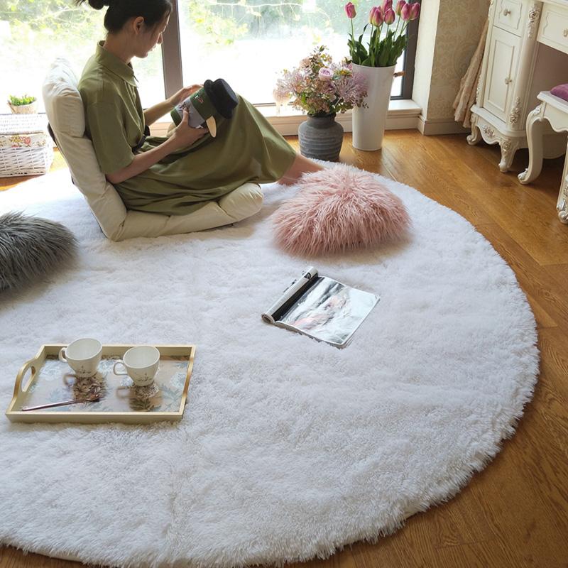 Plush Round Rug Fluffy Carpets Soft Home Decor-HA00480-Veeddydropshipping