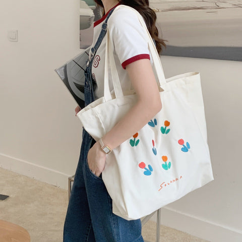 Women Tulip Printing Ladies Casual Handbag Tote Bag Large Capacity-BS00175-Veeddydropshipping