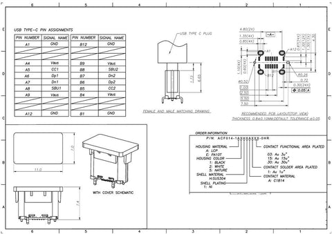 2-5pcs TYPE-C Micro USB SMT  Connector Vertical plug-in board 16 Pin Jack Socket Female-CE00124-Veeddydropshipping