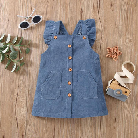 Infant Girls Spring Outfits Corduroy Square Neck-Veeddydropshipping