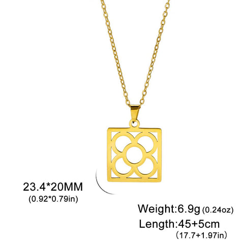 Barcelona Flower Square Pendant Chain Necklaces for Women -JW01232-Veeddydropshipping