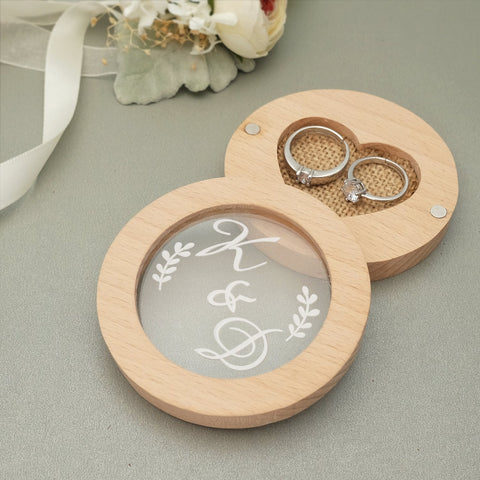 Personalised Wedding Rings Box Rustic Wood-HA00828-Veeddydropshipping