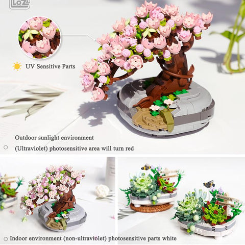 Mini Bouquet Building Blocks Flowers Succulent Cherry Blossom Bonsai 3D Model-TB01475-Veeddydropshipping