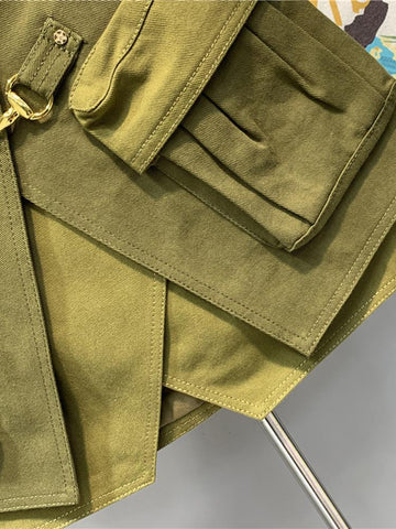 Cargo Denim Skirt Women A-line Skirt-WF00586-Veeddydropshipping