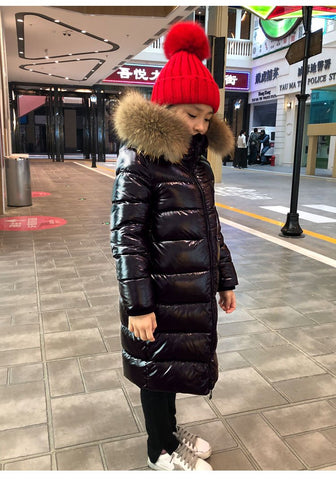 Girls Warm Down Jacket Fox Fur Kids Clothes-TB01023-Veeddydropshipping
