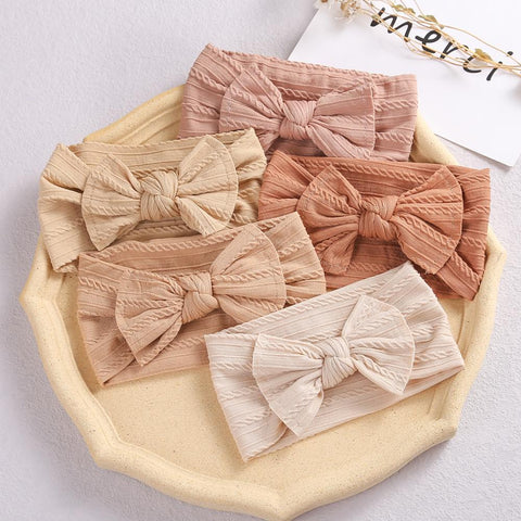 Wide Baby Nylon Newborn Headband Knotted Bow Hair Band Braid-TB00437-Veeddydropshipping