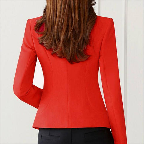 Women Slim Elegant Notched Single Button Fashion Blazers-WF00337-Veeddydropshipping