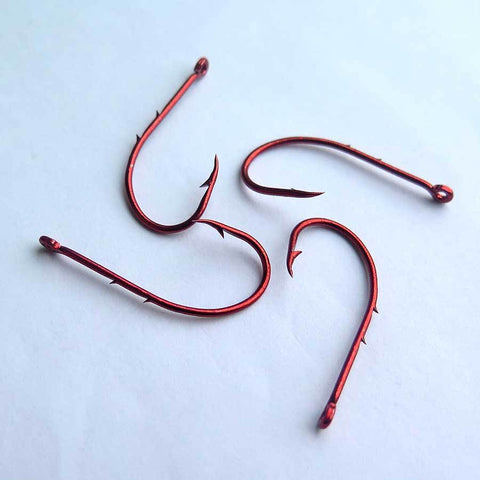 100 pcs High Carbon Steel Fishing Hook Double Barb Red Covering Fishhook -OS00440-Veeddydropshipping