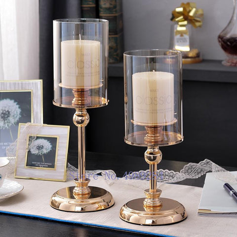 Creative metal glass Retro Candlestick Candle holder-HA00304-Veeddydropshipping