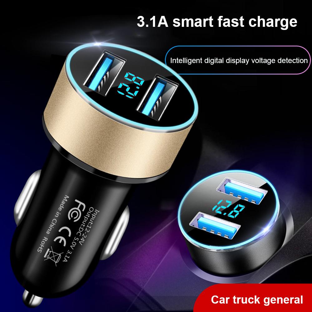 Dual USB Car Charger Digital LED   Socket Lighter Phone Charge-Veeddydropshipping