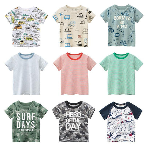 Boys T Shirt Short Sleeves Cotton Tops Girls Baby Children Clothing-TB01125-Veeddydropshipping
