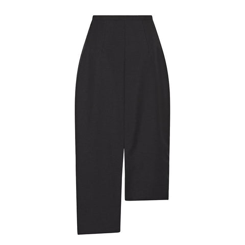 Wool Mohair Solid Color Irregular Midi Skirt-WF00404-Veeddydropshipping