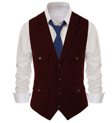 Sleeveless Jackets Herringbone Waistcoat Wedding Suits-MF01273-Veeddydropshipping