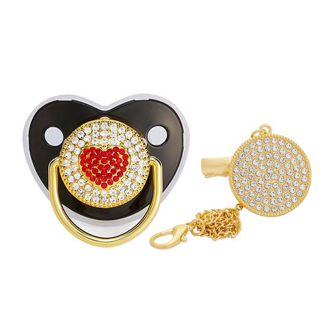 Heart Pacifier Clips Chain Lid Baby Shower Gift Silicone Newborn Dummy-TB00712-Veeddydropshipping