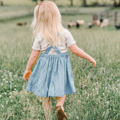 Summer Child Little Girls Suspender Skirt Plain Cotton-TB00890-Veeddydropshipping