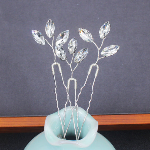 3PCS Women Crystal Hairpins Metal Barrette Clip Wedding -JW00534-Veeddydropshipping