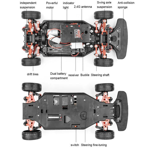 1:10 70km/h Remote Control Car 4wd High Speed Drift 2.4g Rc Car Shock-TB01460-Veeddydropshipping