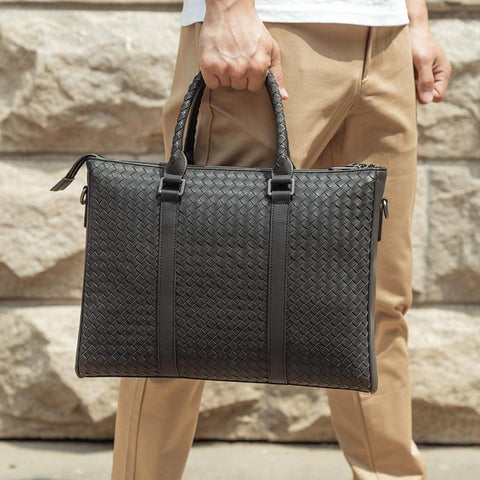 Business Men&#39;s Briefcase Male Shoulder Bag Real Leather Matte Men-BS00478-Veeddydropshipping