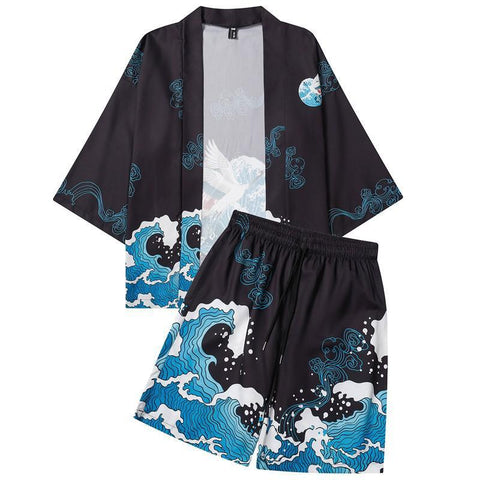 Sets Sexy Cardigan Kimono Robe Shorts Pyjamas Suit M-XXL Sleepwear-MF01661-Veeddydropshipping
