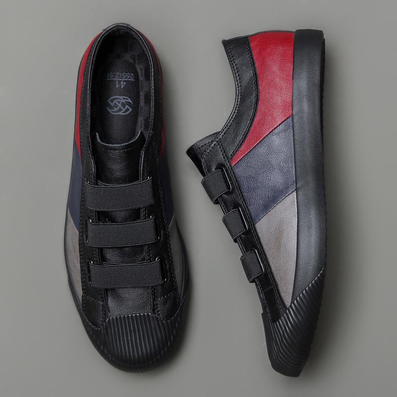 Men Vulcanized Shoes Color Mixed Design Loafers Elastic-BS01432-Veeddydropshipping
