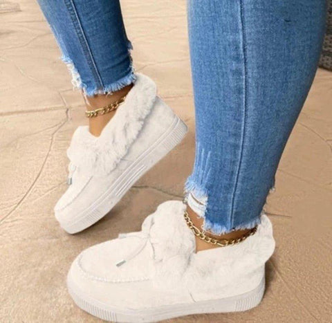 Leather Snow Boots Plush Natural Fur Warm Slip-on Ladies-BS00977-Veeddydropshipping