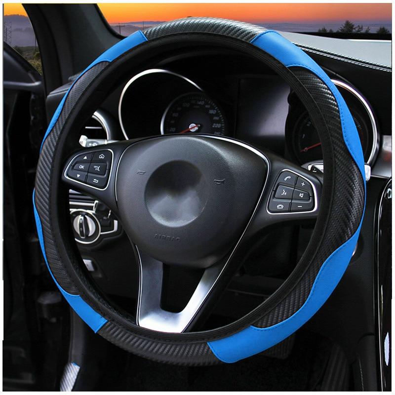 Wheel Cover Carbon Fiber Breathable Anti Slip PU Leather Universal-AM01293-Veeddydropshipping
