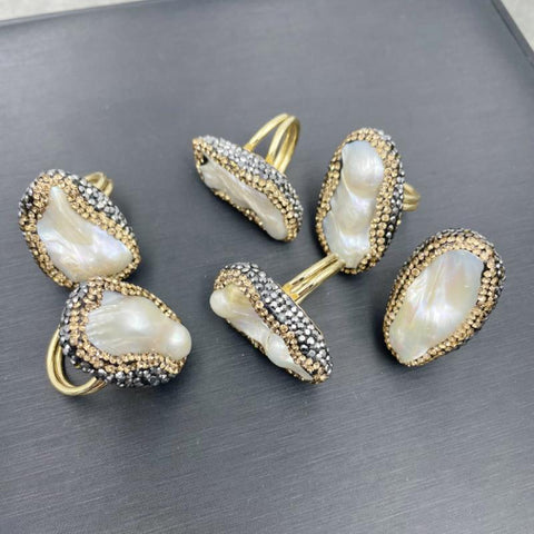 Natural Baroque freshwater pearl ring is the best jewelry gift -JW00402-Veeddydropshipping