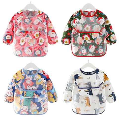 Christmas Baby Kids Toddler Long Sleeve Scarf Waterproof Art Smock Feeding-TB00344-Veeddydropshipping