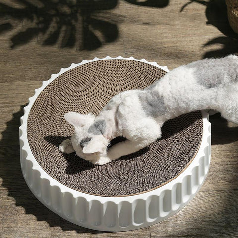 Round Cat Scratcher Pad Grinding Claws Cardboard-HA01418-Veeddydropshipping