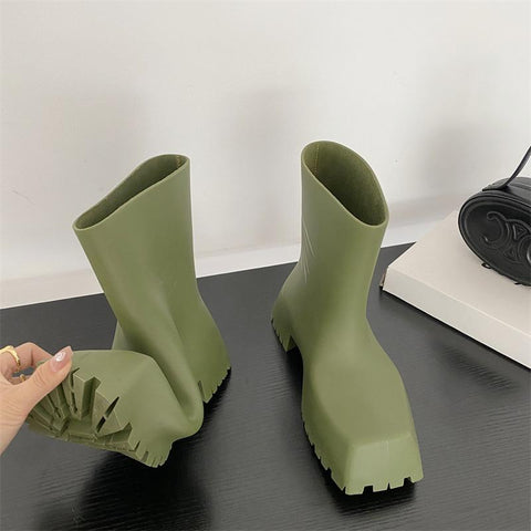 Rain Boots Waterproof Non-slip Short Boot Square Toe Soft-BS00968-Veeddydropshipping
